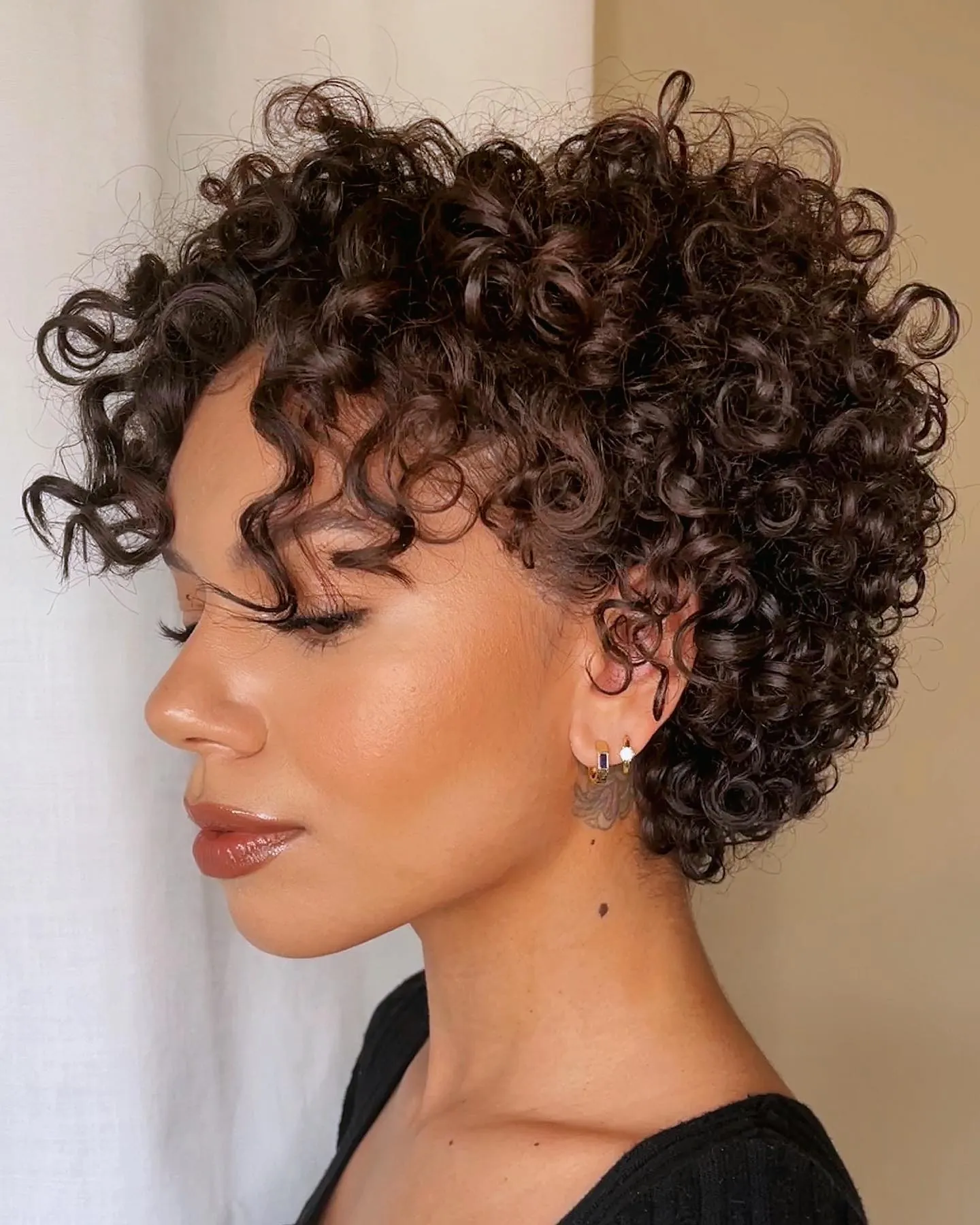 Curly pixie with soft defined ringlets