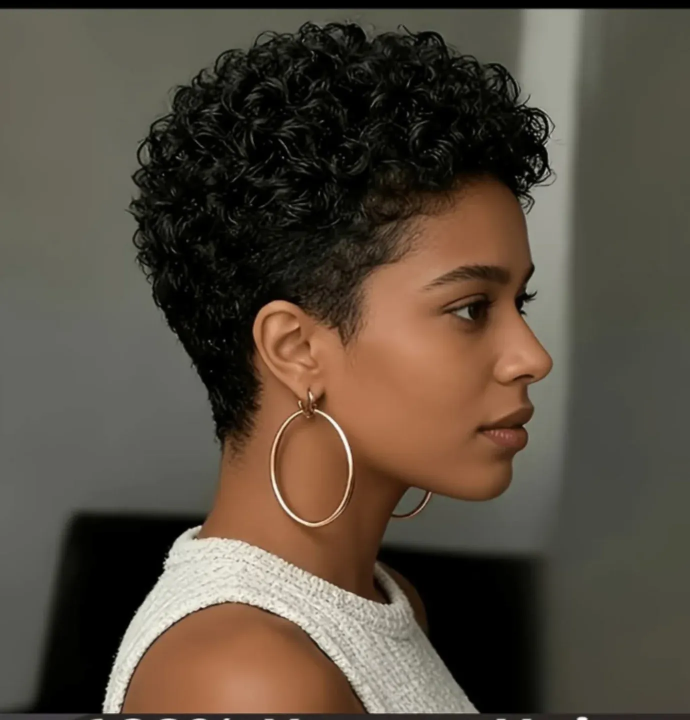 Tapered curl crop with fuller curled top