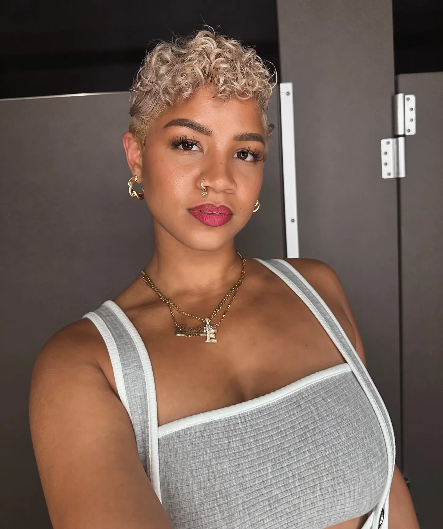 Soft curl pixie with short sides and curled top