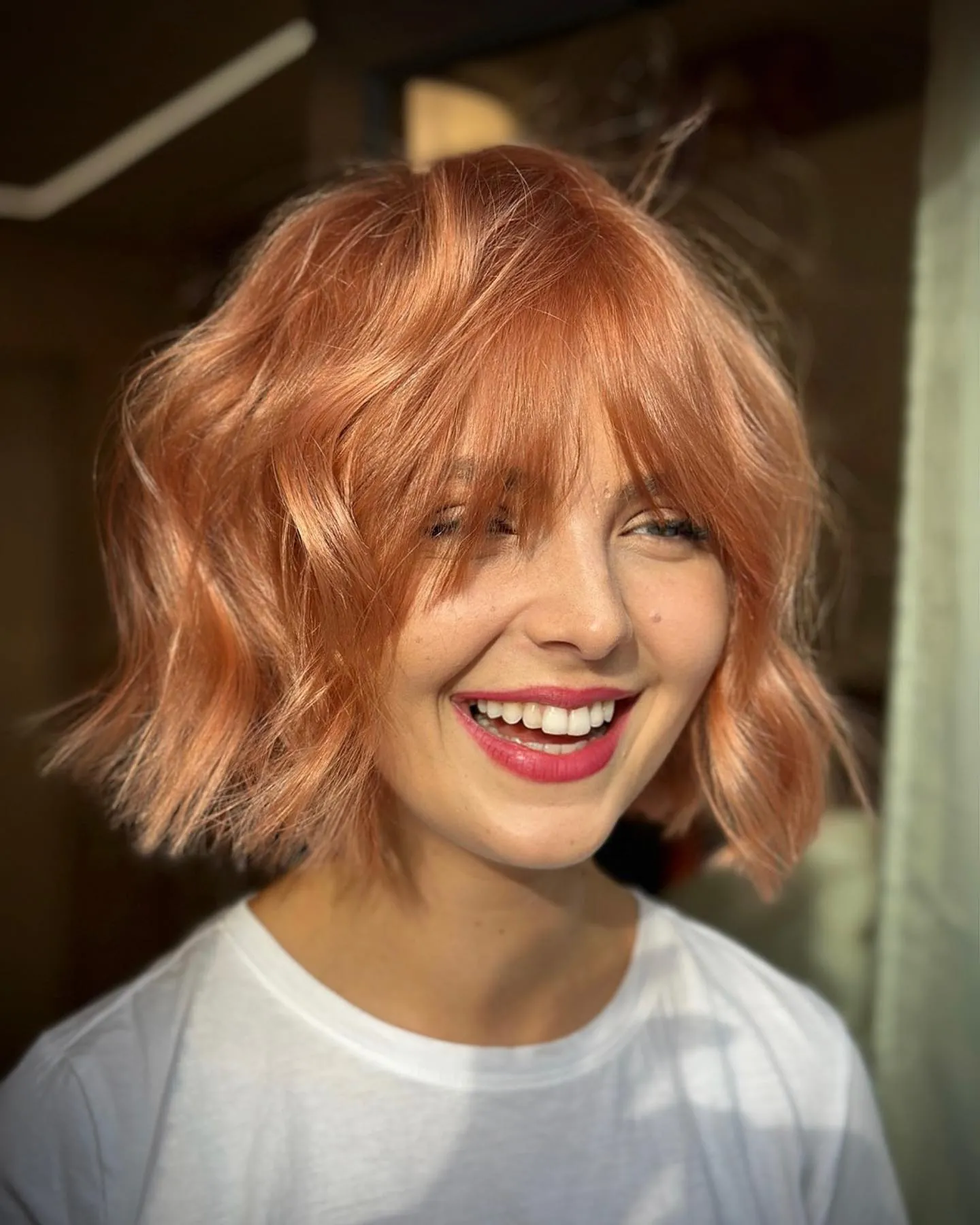Tousled Copper Bob in short red hair
