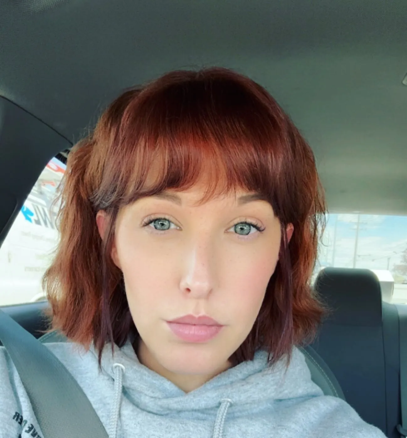 Auburn Shaggy Bob in short red hair