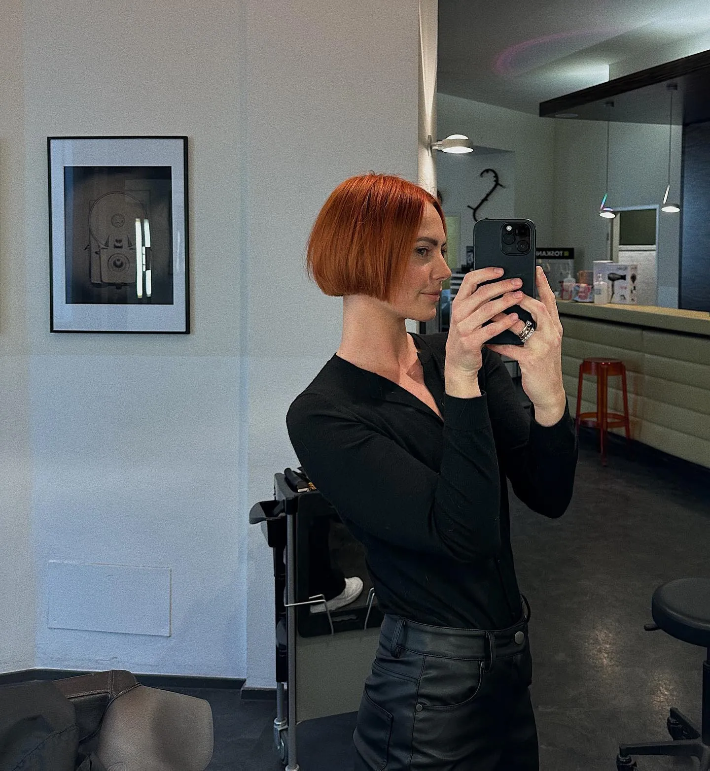 Straight Copper Bob in short red hair