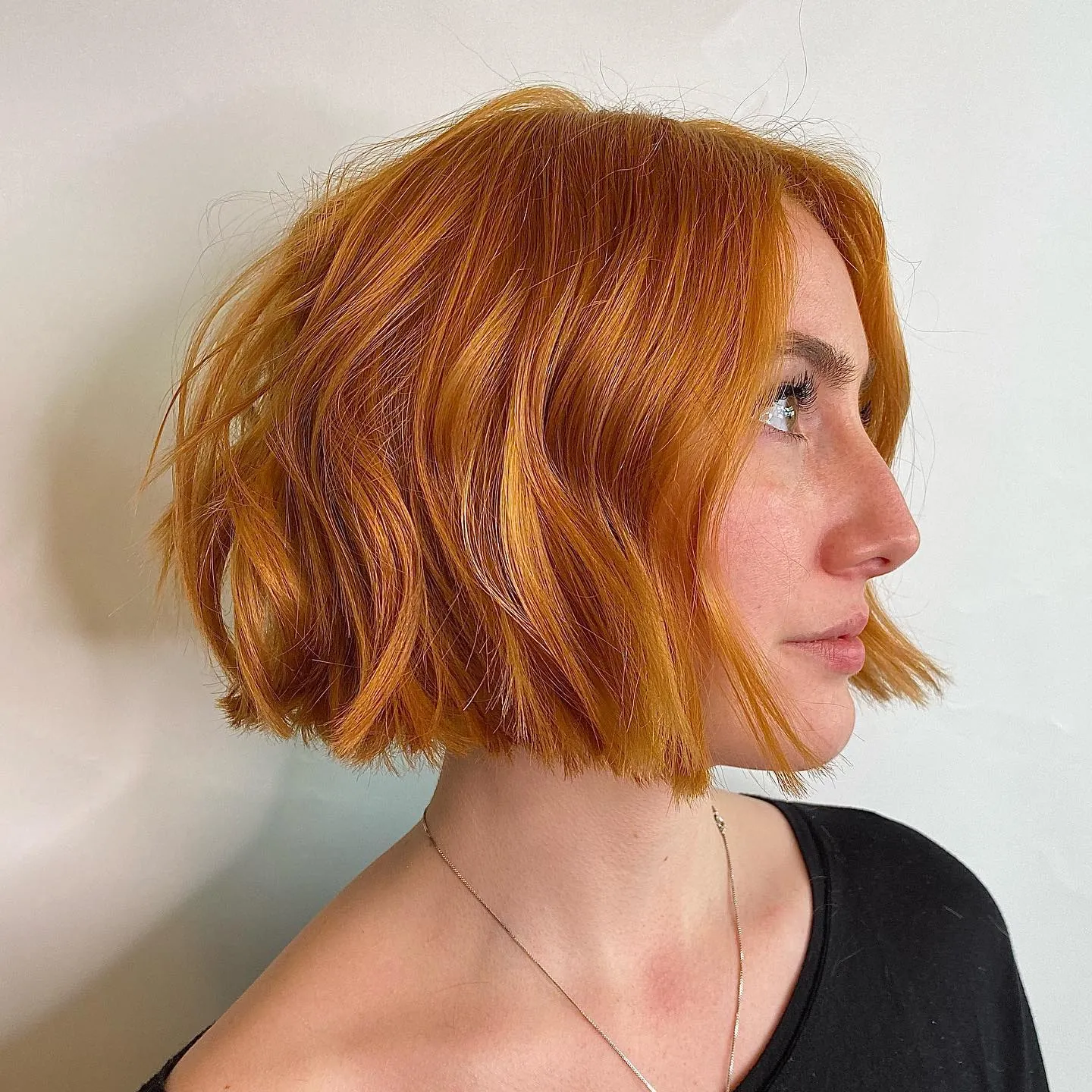 Textured Ginger Bob in short red hair