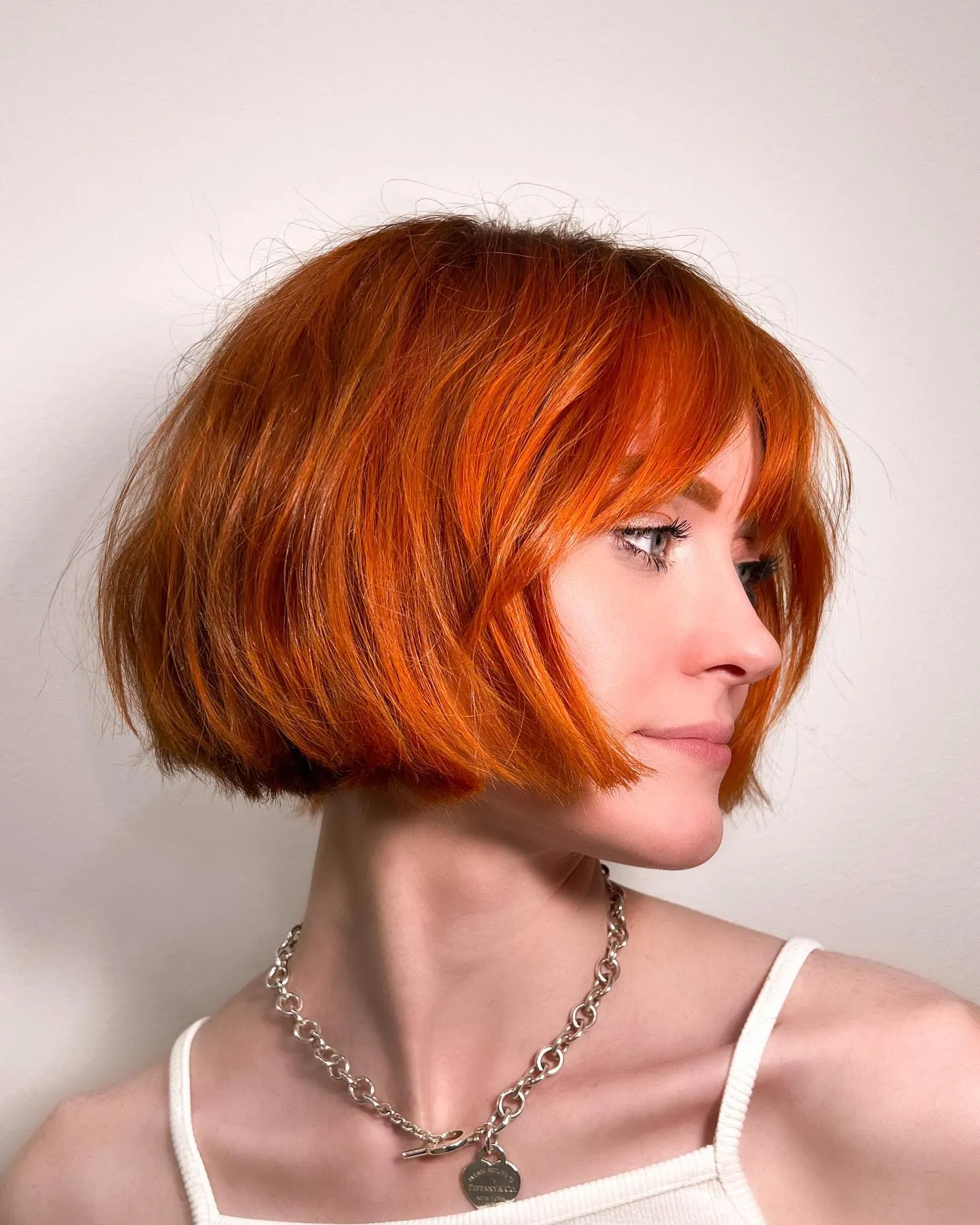 Rounded Copper Bob in short red hair