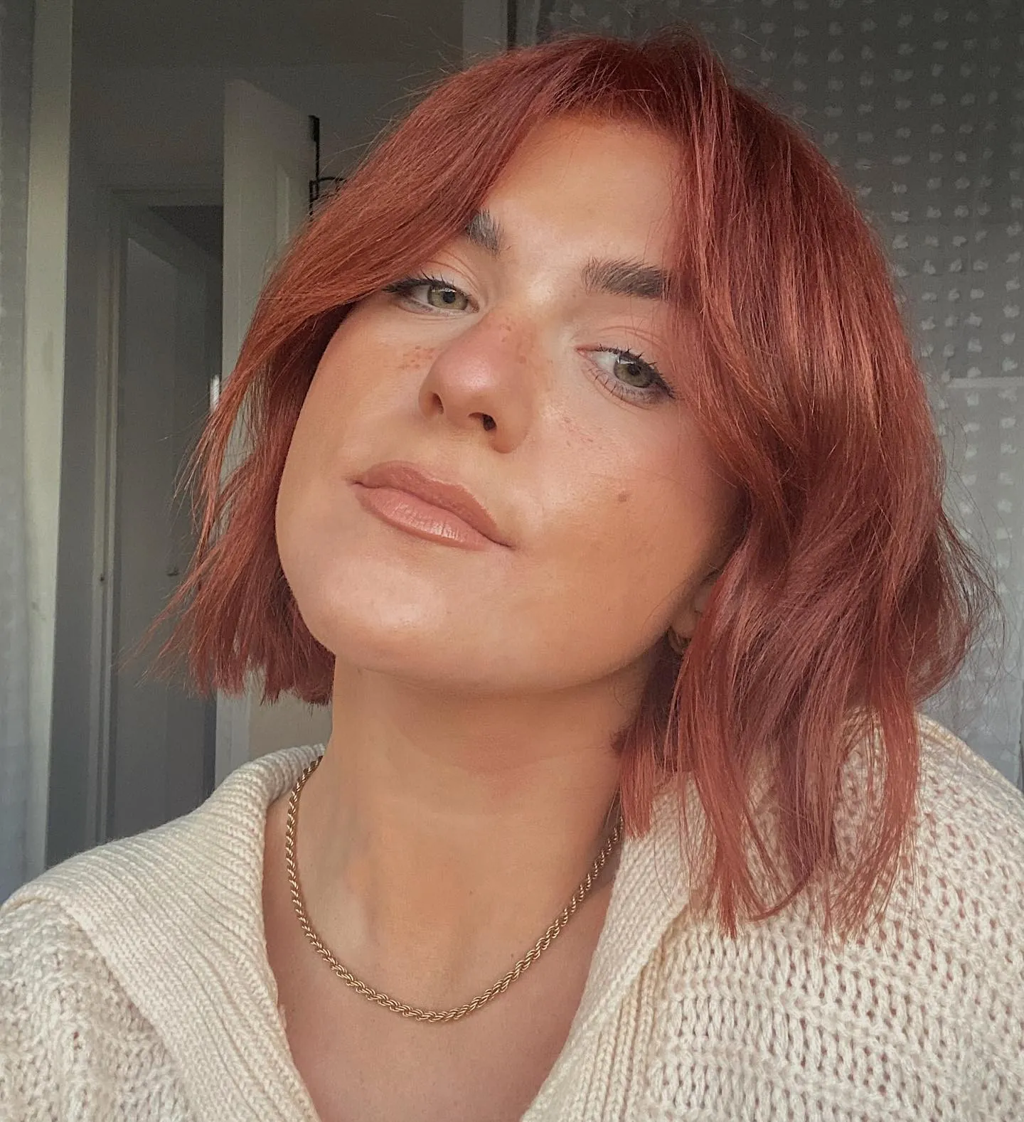 Wavy Copper Bob in short red hair