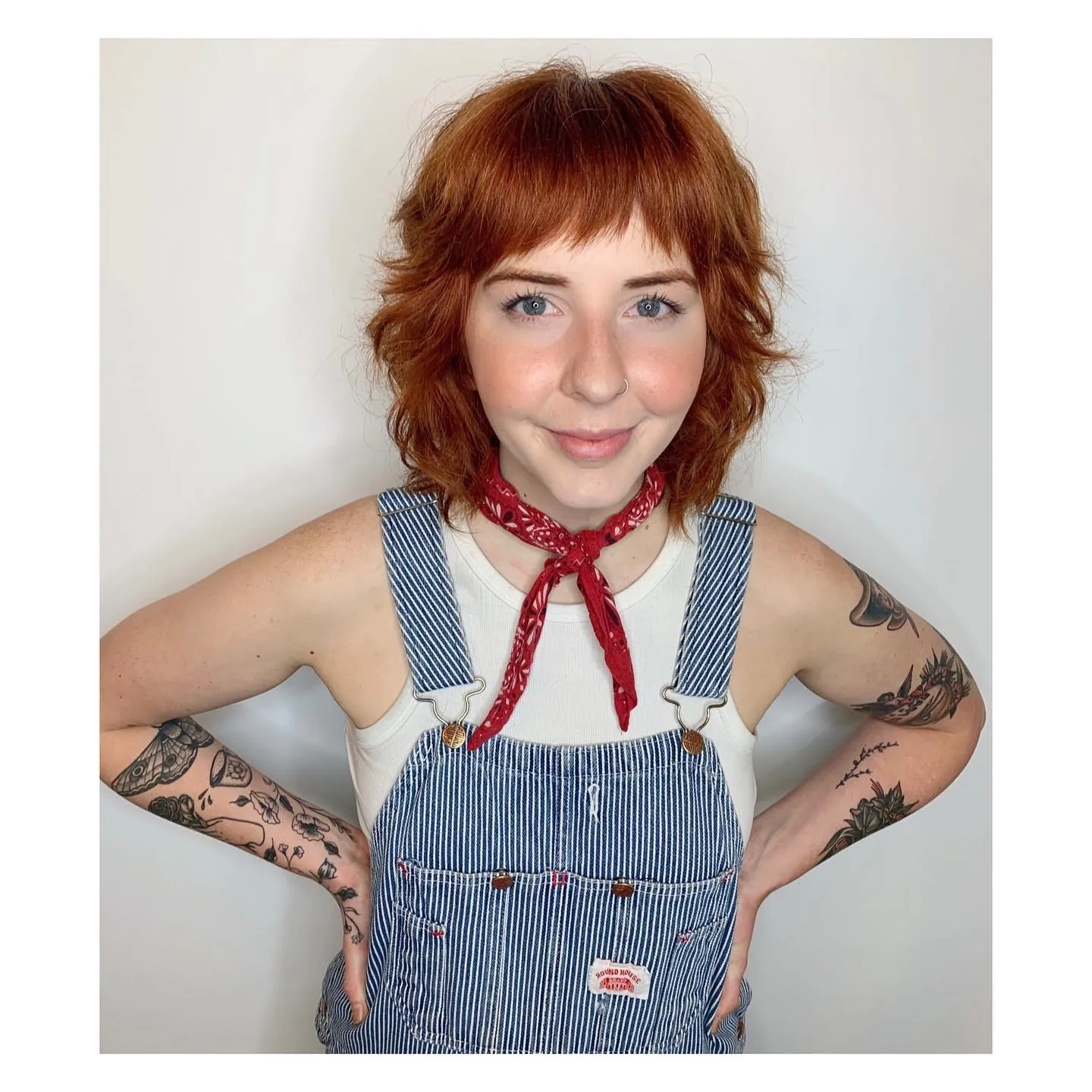 Copper short shag with full fringe and flipped side layers