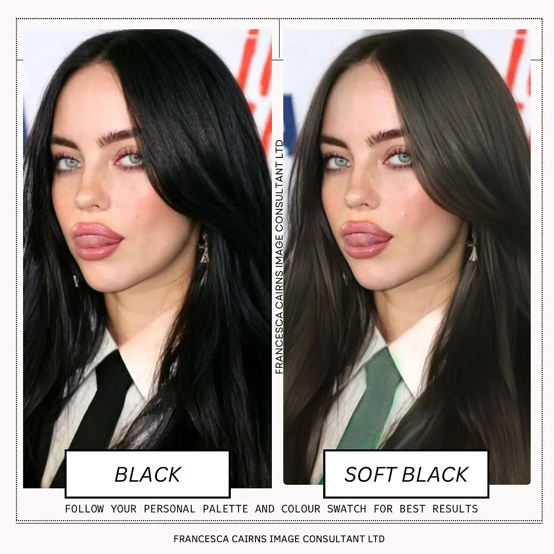 Center-Part Soft Black showing soft black hair colour