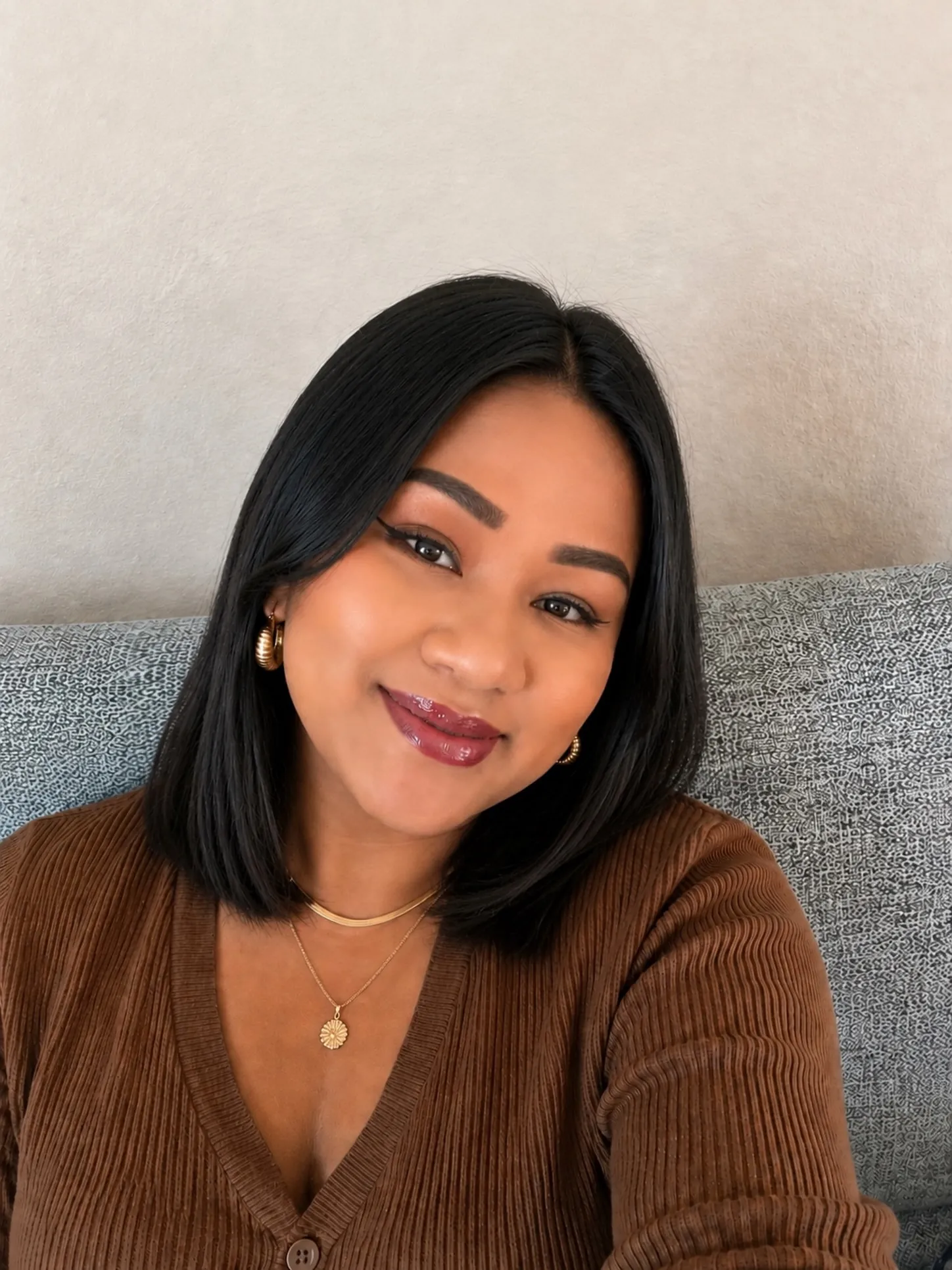Sleek Black Bob showing soft black hair colour