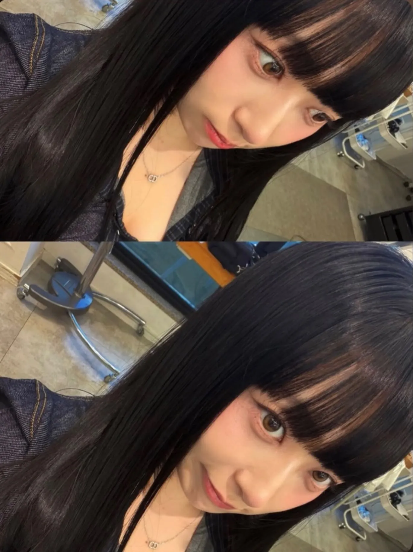 Blunt Bangs With Length showing soft black hair colour