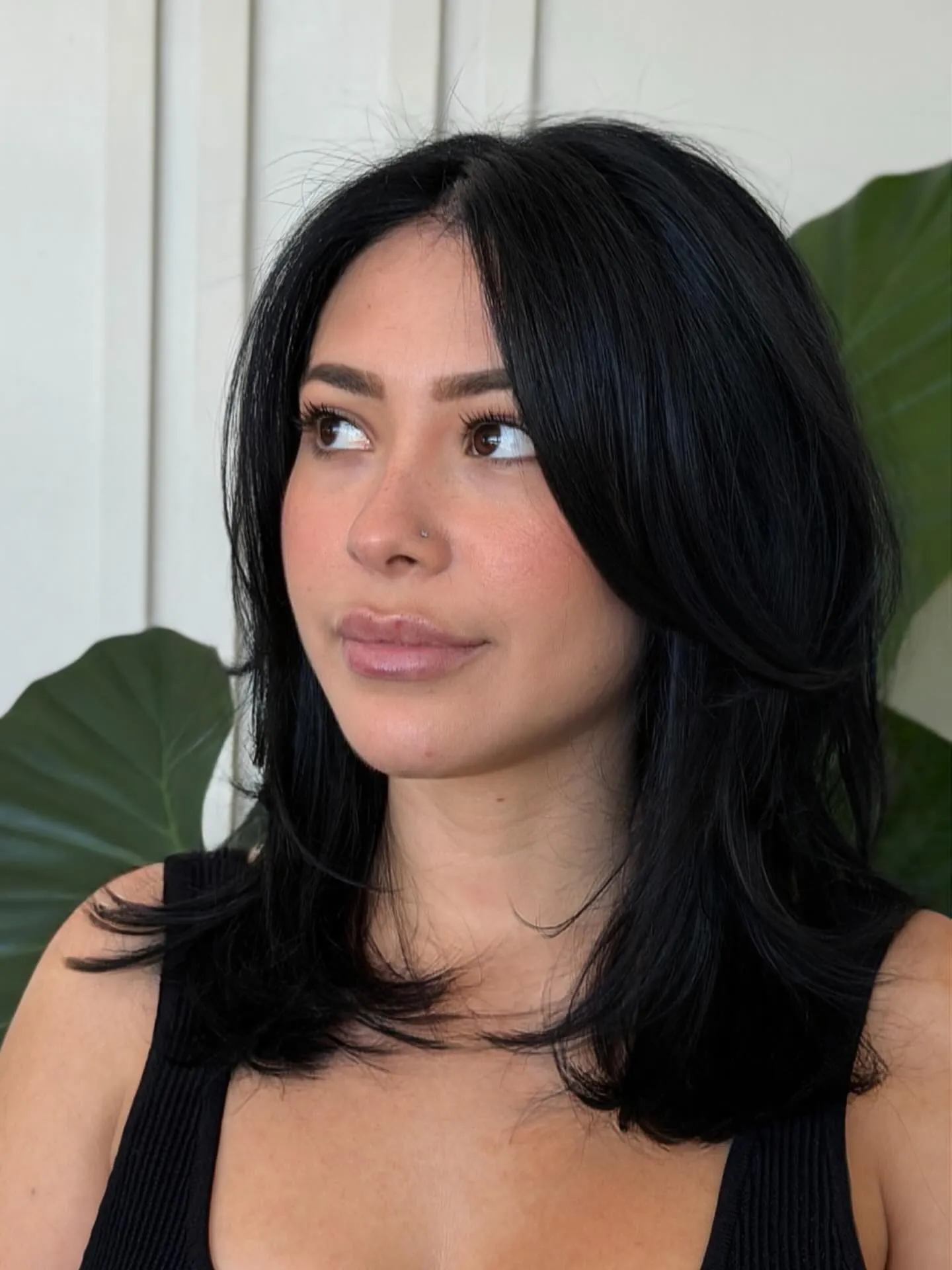 Soft Black Lob showing soft black hair colour