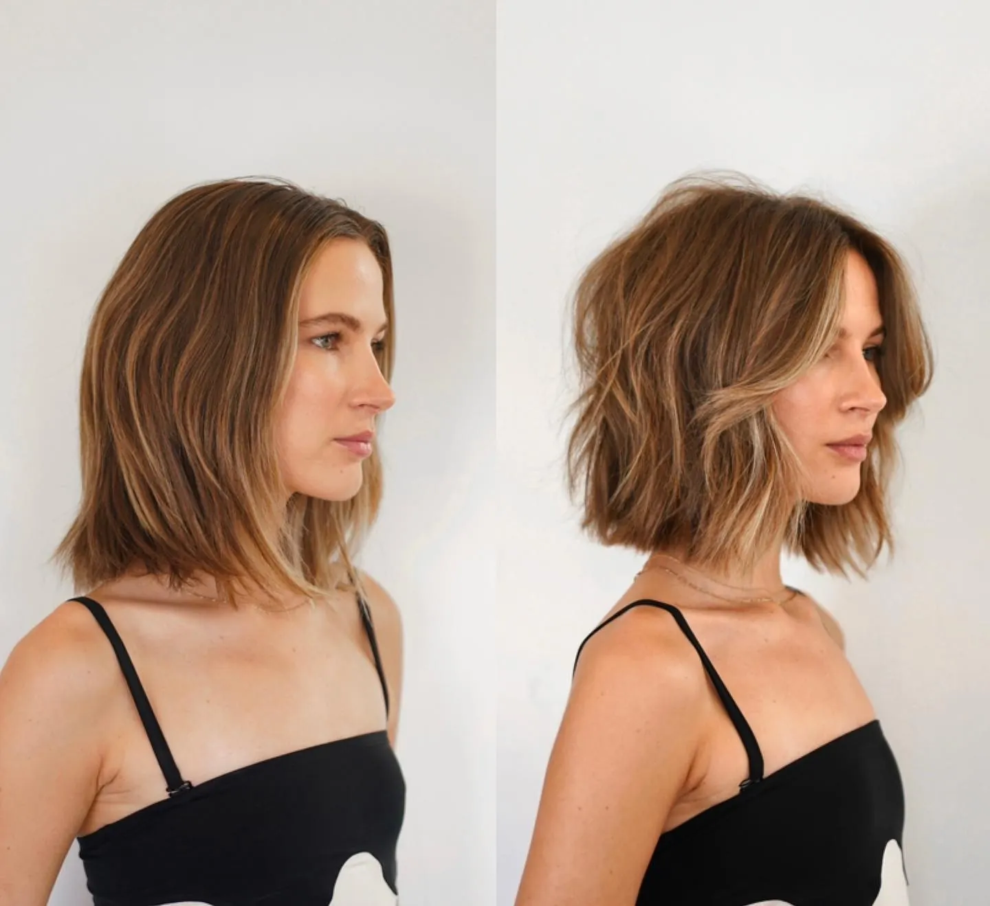Textured angled lob with shorter back and longer front