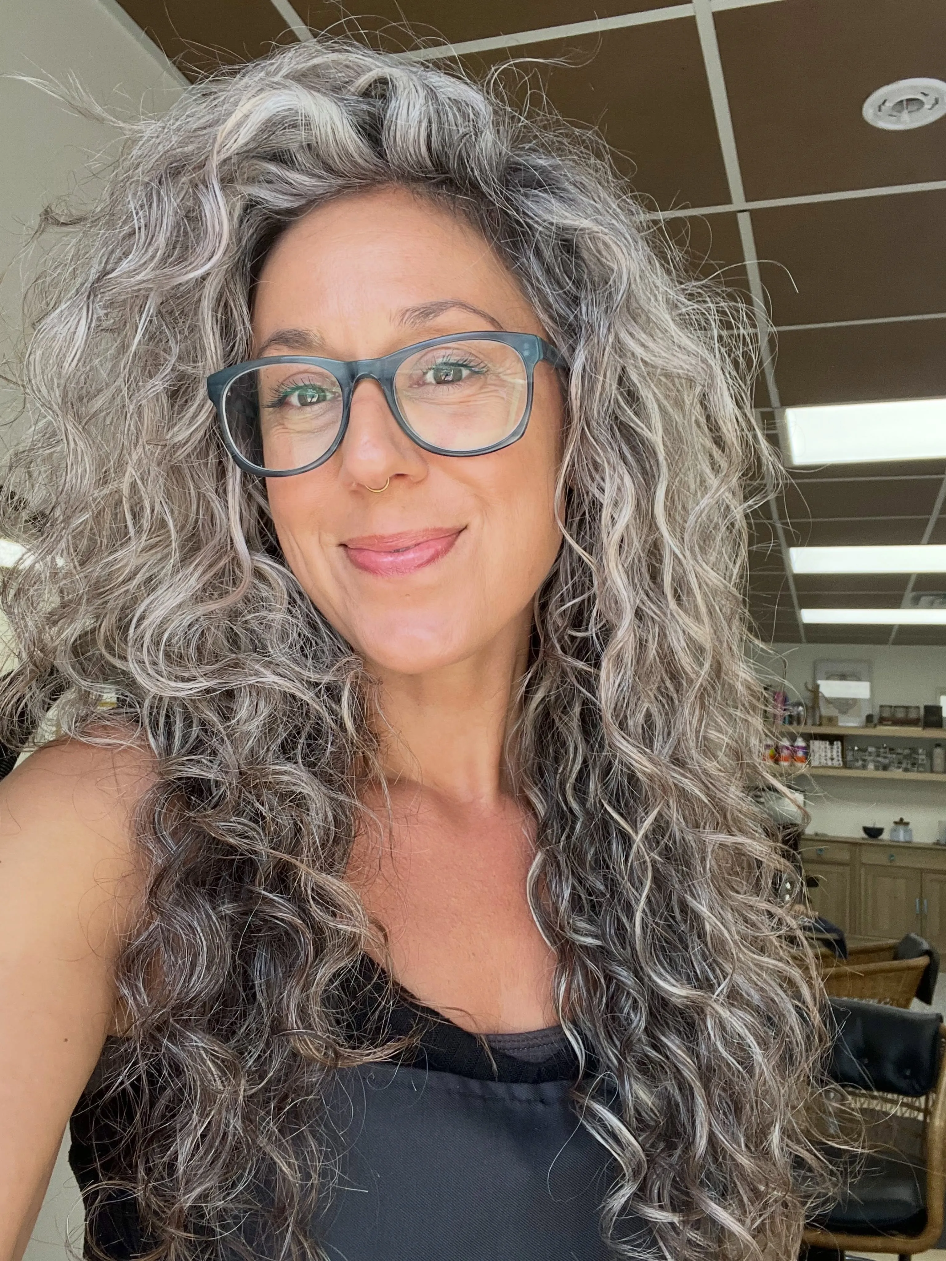Long silver waves with defined layered texture