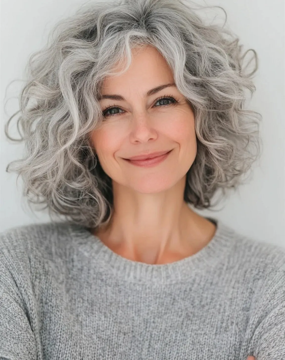 Rounded silver bob with soft full waves