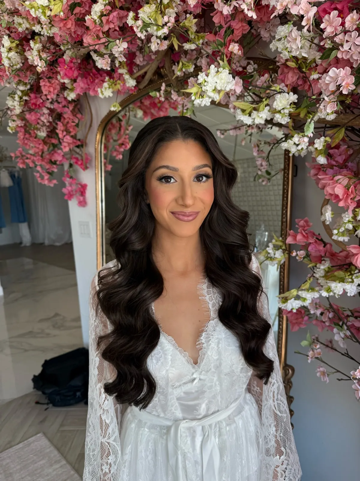 Romantic Wavy Bridal Updo