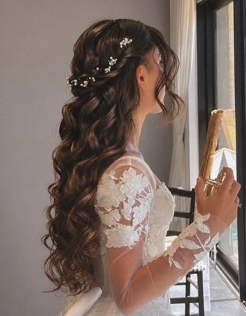 Soft Curled Bridal Ponytail