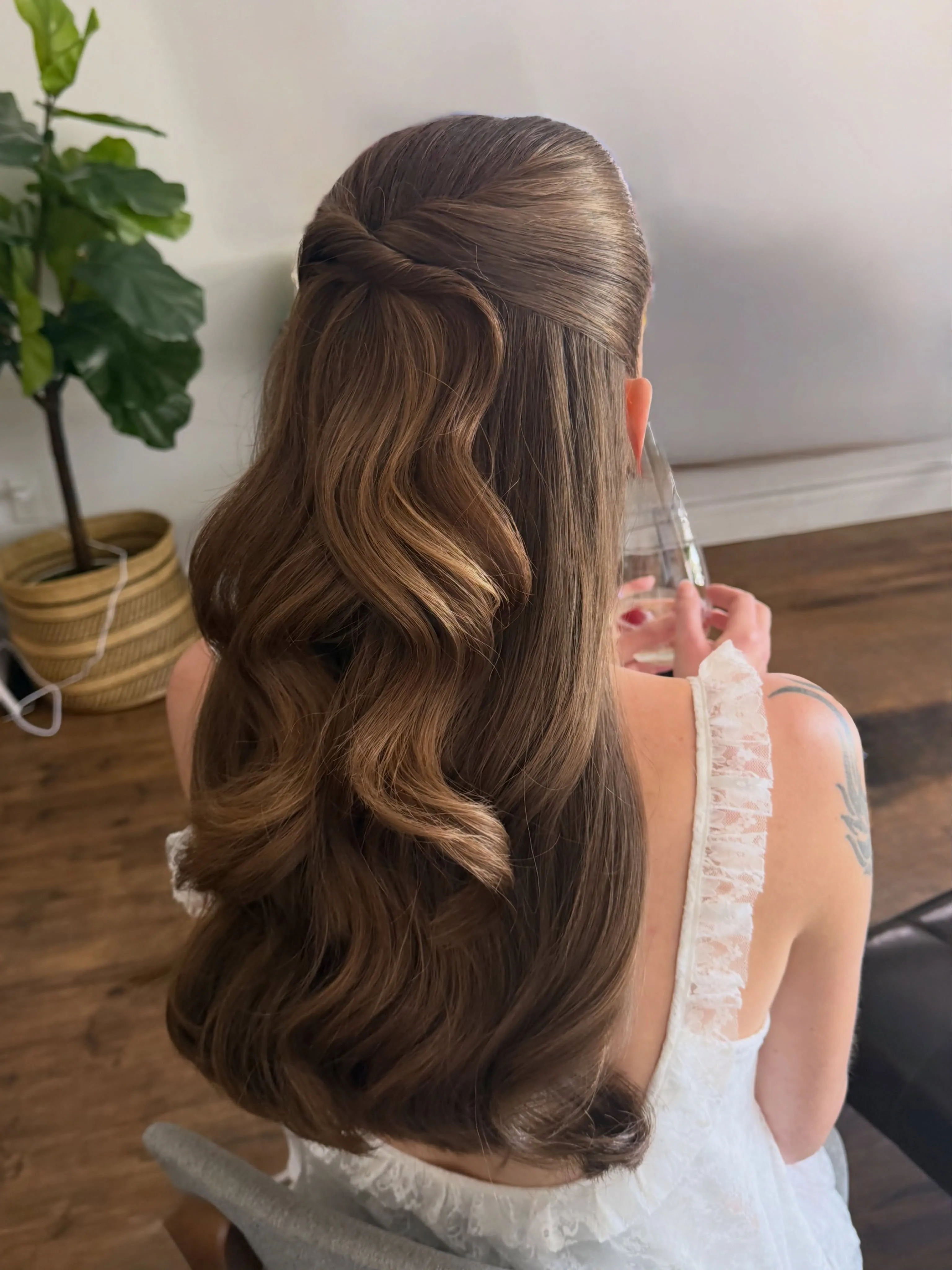 Classic Wavy Bridal Updo