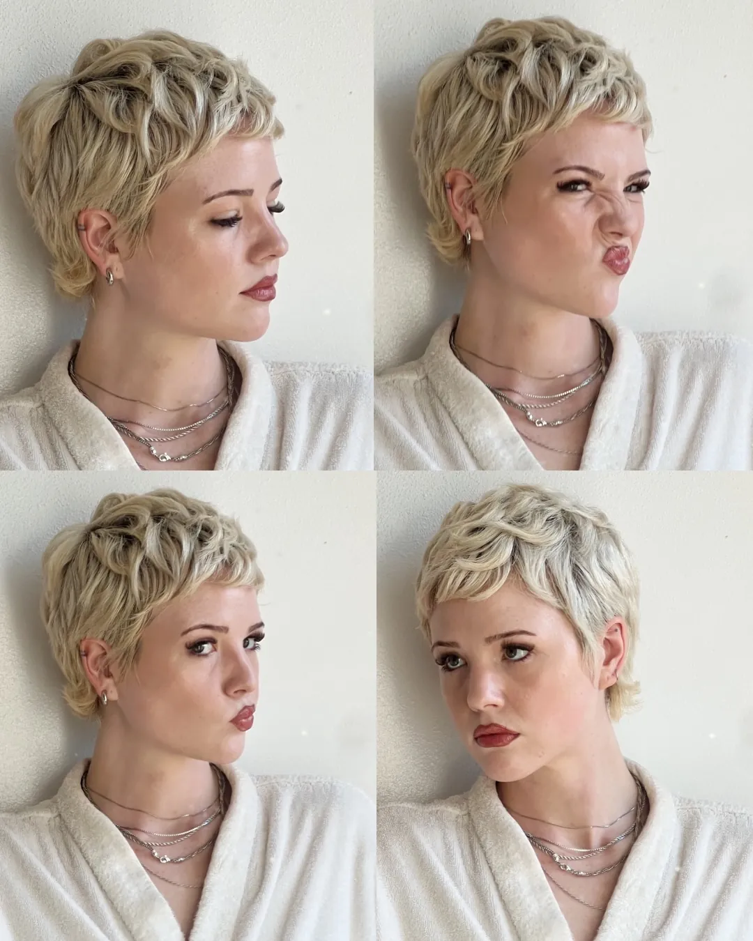 Short blonde pixie with soft textured waves