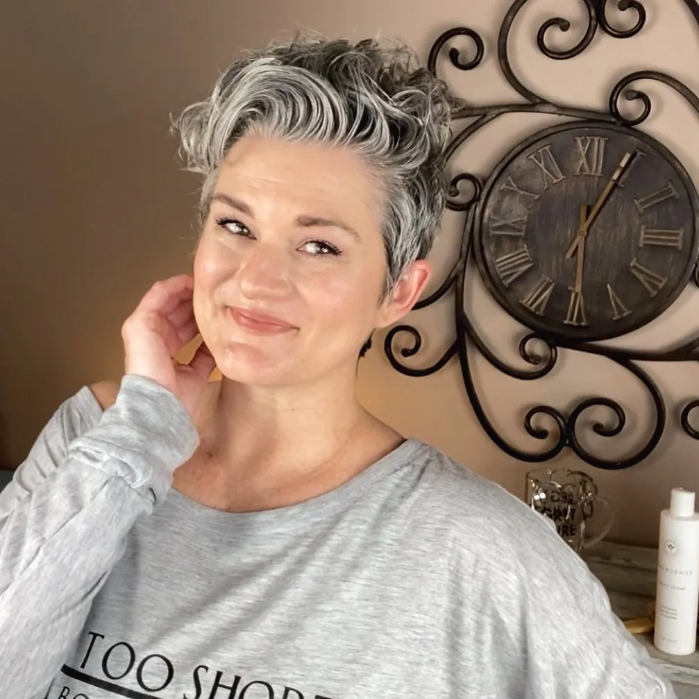 Silver pixie brushed back with lifted front